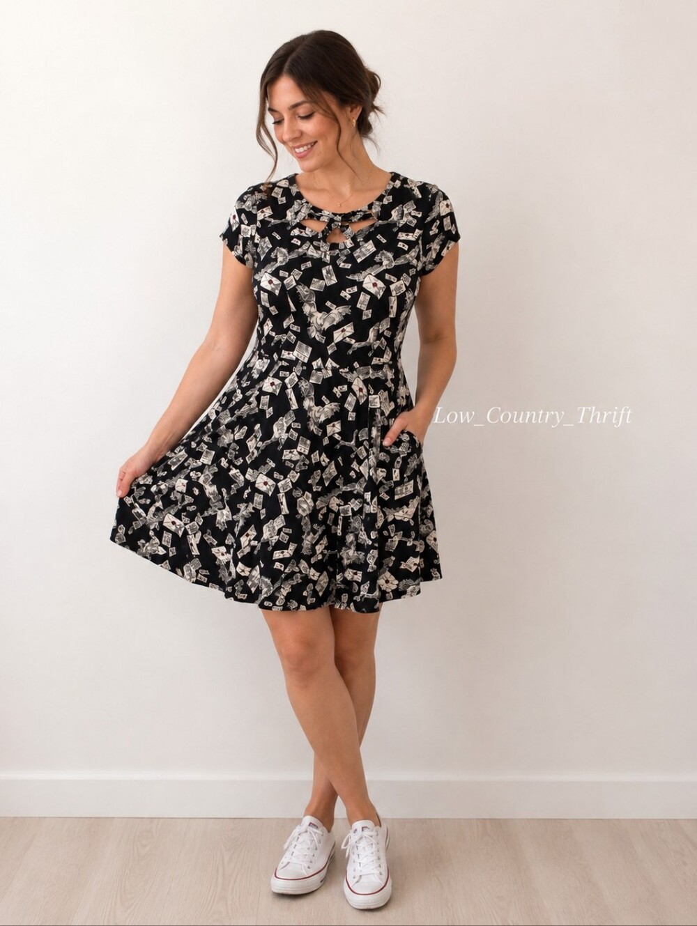 Harry Potter Hedwig Owl Letter Print Dress Small Hot Topic
